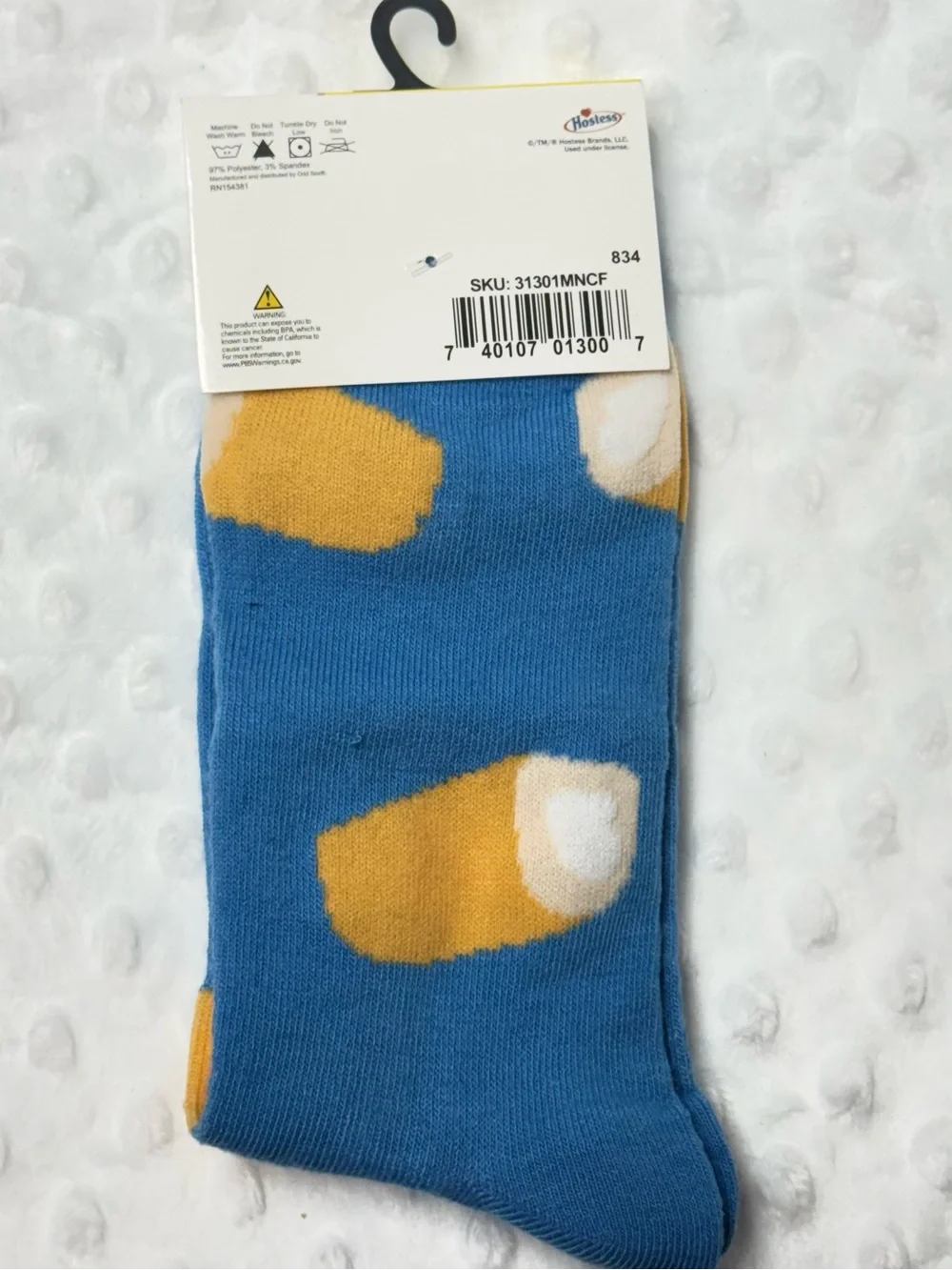 Hostess Twinkies Crazy Socks - Blue with Yellow Twinkie Design size men’s 6-12